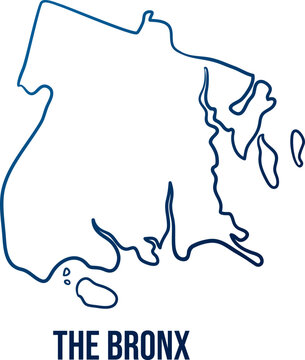 The Bronx Map Vector, Blue gradient simplified map