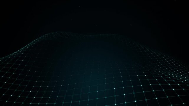 Blue glowing abstract wave motion seamless loop