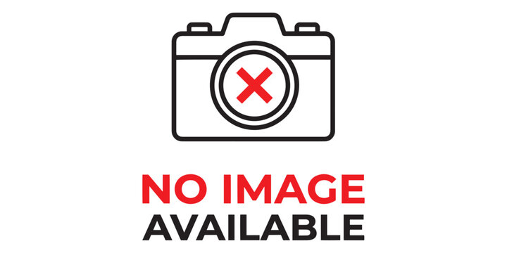 No image available sign with camera icon and red symbol isolated on white background