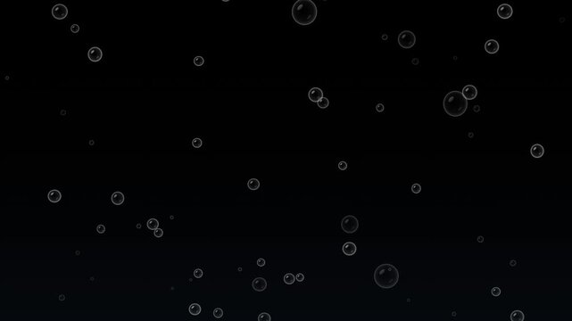 Bubbles floating in dark water close-up liquid surface macro