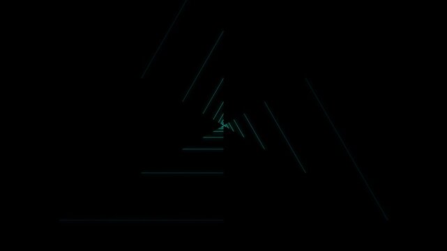 Cyan Wireframe Triangular Tunnel Infinite Zoom Motion Loop