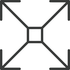 Fototapeta premium Arrows pointing outwards from a central box create a bold geometric expansion symbol.