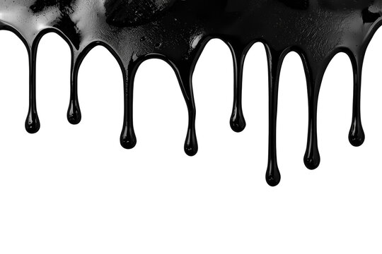 Wide black paint drip border with glossy drops