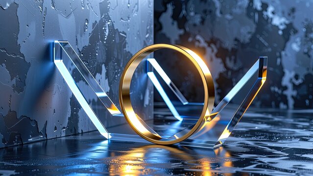 3d glass bar chart with golden arrow for financial break even analysis