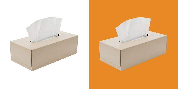 Blank cardboard tissue box with paper napkin pulled out for your branding design png