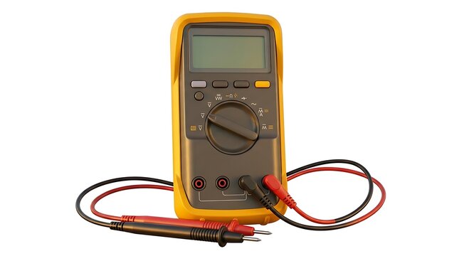Digital Multimeter With Red And Black Probes For Electrical Testing Isolated Transparent Background