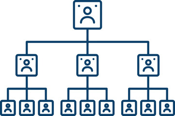 Fototapeta premium Organizational chart illustrating corporate hierarchy and team management structures.