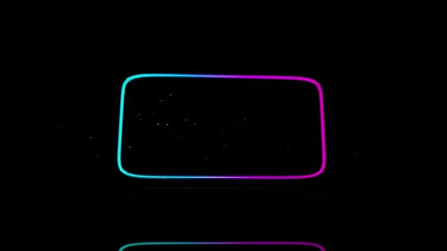Glowing smartphone outline neon purple cyan animation loop