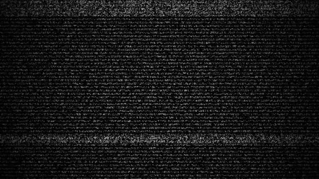 Retro static television with turn on and off animation on black background. tv static with noise glitch screen. 4k video