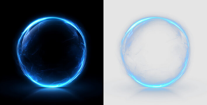 Vibrant Blue Neon Ring with Luminous Circular Glow