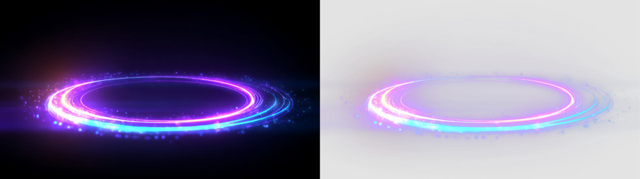 Futuristic Neon Ring with Colorful Luminous Light Streaks