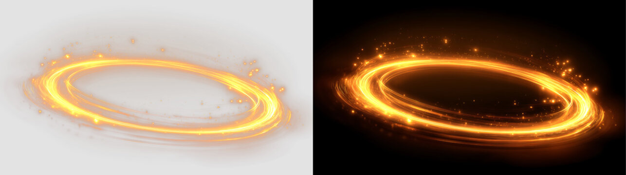 Bright Golden Circle of Light with Magical Energy Glow