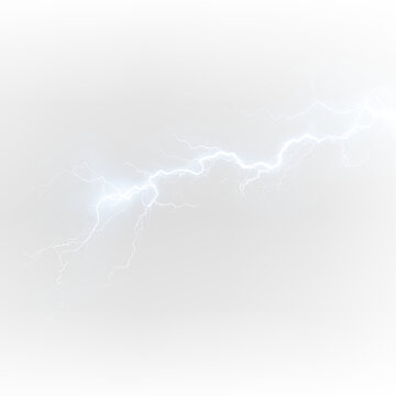 Glowing Blue Lightning Bolt with Electric Energy on Light Background
