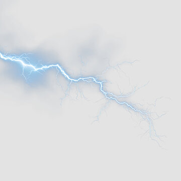 Bright Electric Blue Thunderbolt with Realistic Branching Details