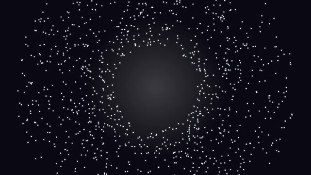 Abstract Ghost Shape Formed by Glowing White Particles Dissipating on Black Background