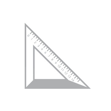 Grey Right Angled Triangle Ruler Icon Illustrating Precise Measurement Tools for Mathematical Geometry and Architectural Drafting Projects