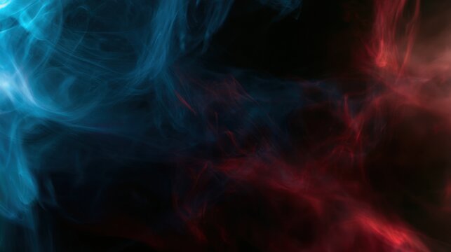 Swirling smoke in blue and red on a dark background