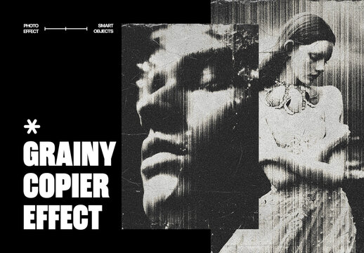 Vertical Grainy Copier Photo Effect For Poster And Print Design