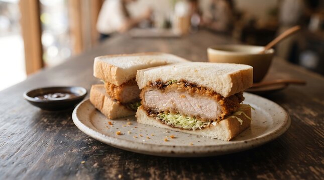 Japanese tonkatsu pork cutlet sandwich katsu sando