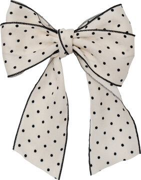Black and White Festive Polka Dot Gift Ribbon Bow
