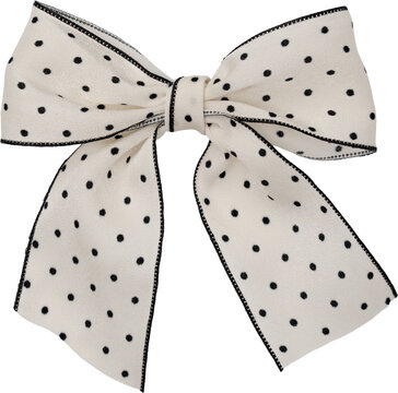 Black and White Festive Polka Dot Gift Ribbon Bow