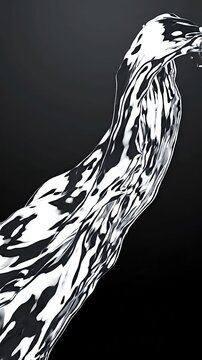 Abstract Liquid Silver Wave Flowing Through Dark Minimalist Space