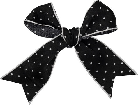 Black and White Festive Polka Dot Gift Ribbon Bow