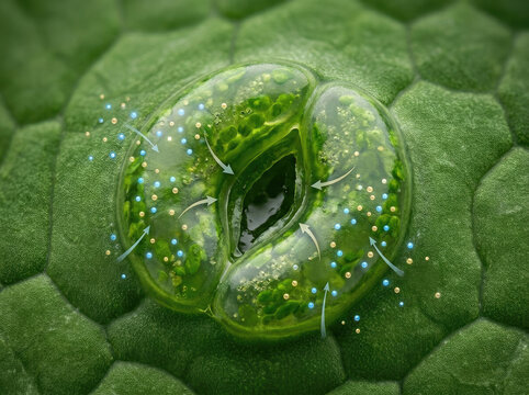 Guard cells regulate turgor pressure in plant leaves, controlling gas exchange