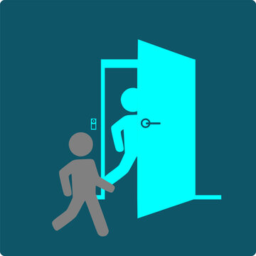 Tailgating Icon &ndash; an unauthorized person slips through a closing access-controlled door right behind an authorized user, who has no idea they were followed
