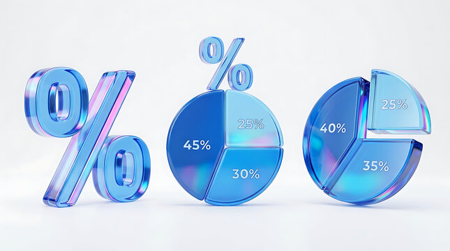 Business Pie Charts and Percentage Data Visualization