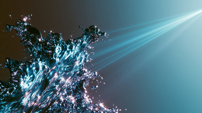 Reflective liquid titanium node crossed by optical beams, representing photonic computing, trillion-parameter AI, GPU acceleration, optical interconnects and next-generation data centers