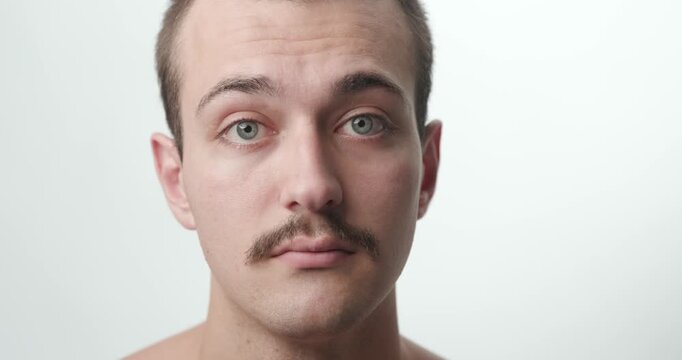 Webcam POV Studio Portrait of Young Caucasian Man Talking on Video Call