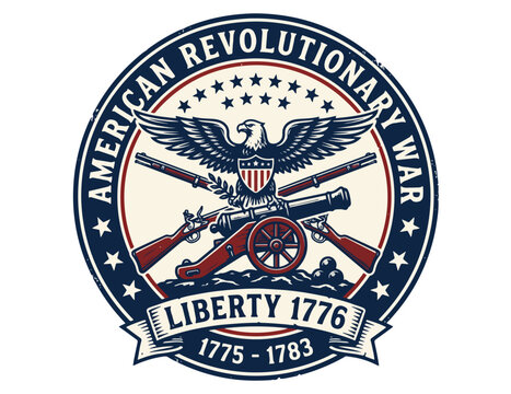 American Revolutionary War Emblem with Eagle and Cannons.