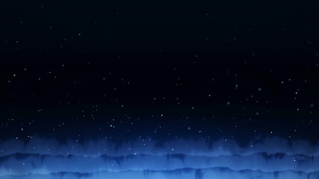 Glowing blue energy edge along the bottom with rising particles on a dark background