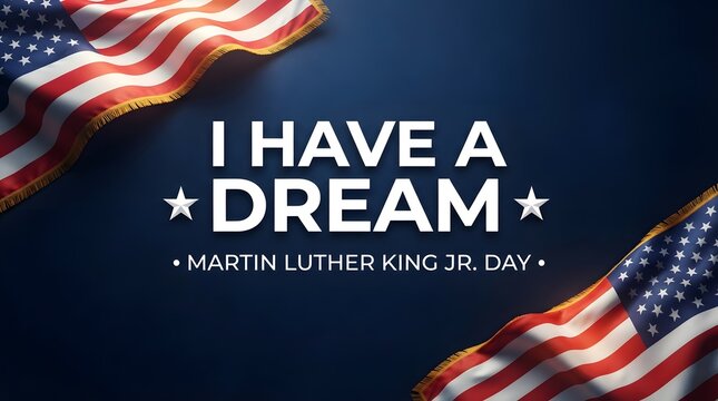 Martin luther king jr i have a dream quote with american flags background