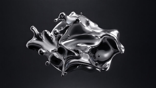 Liquid metal splash abstract shape