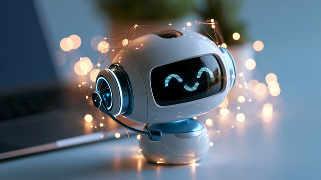 Conceptual visualization of an NLP natural language processing chatbot and artificial intelligence communication robot on a bright background natural language processing