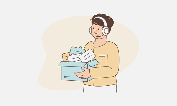 Customer Service Agent Managing Communication Inquiries and Messages Illustration