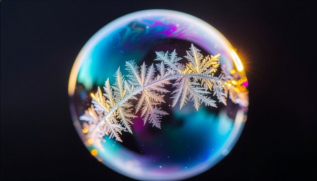 Extreme macro of a soap-bubble membrane frozen mid-shatter
