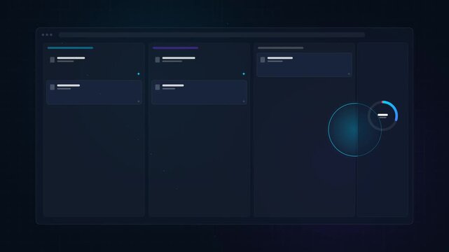 Modern Animated Dark Mode Kanban Task Management Dashboard Interface