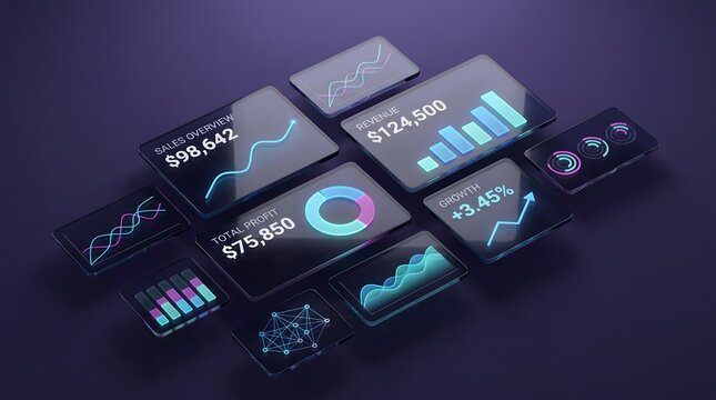 Modern financial dashboard showing sales overview and revenue growth