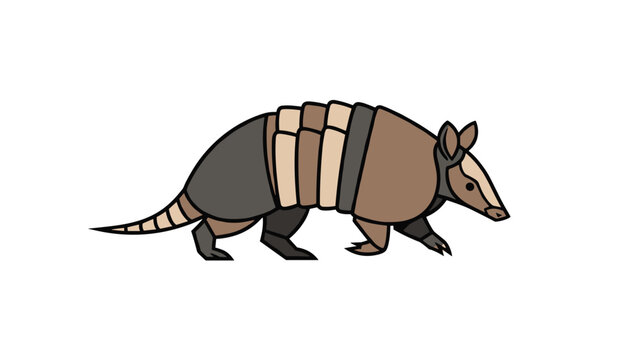 Armadillo animal illustration showing detailed shell bands in profile view isolated on a clean white background.
