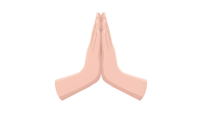 Praying hands emoji, hands pressed together in prayer or greeting, isolated on transparent background