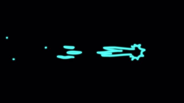 Neon blue animated comet moving through dark space.