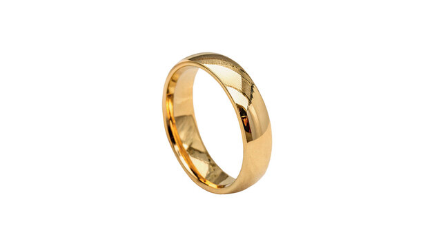 Classic shiny gold wedding ring single piece jewelry isolated on a white background
