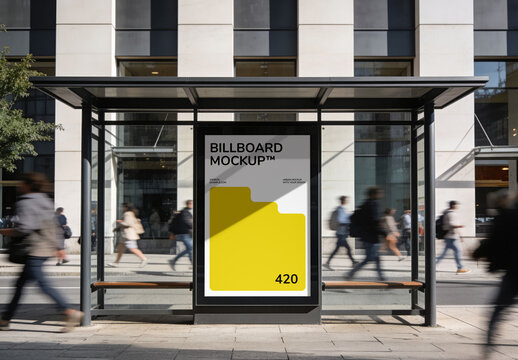 Urban Bus Stop Poster Mockup