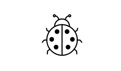 Naklejka premium Cute Ladybug Insect Outline Line Art Black White Vector Icon