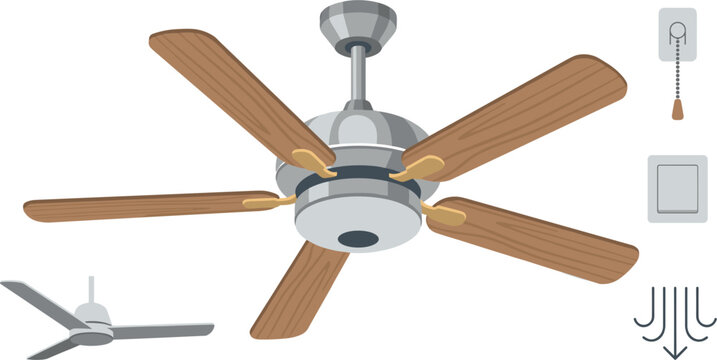 Modern ceiling fan with wooden blades and light fixture