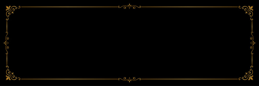Wide panoramic ornamental frame with elegant vintage decoration
