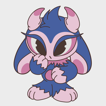 Cute cartoon horned animal. Funny character. Cartoon character design.